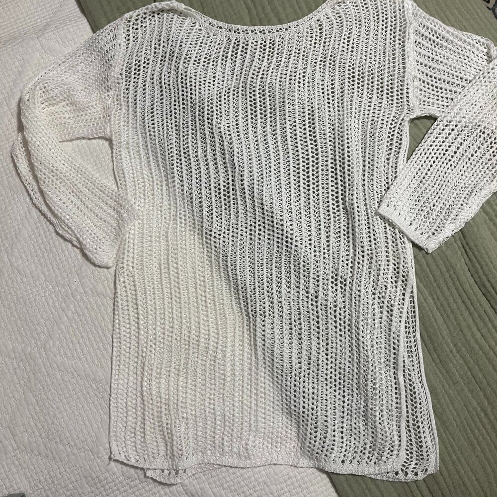 White Crochet cover up (small)